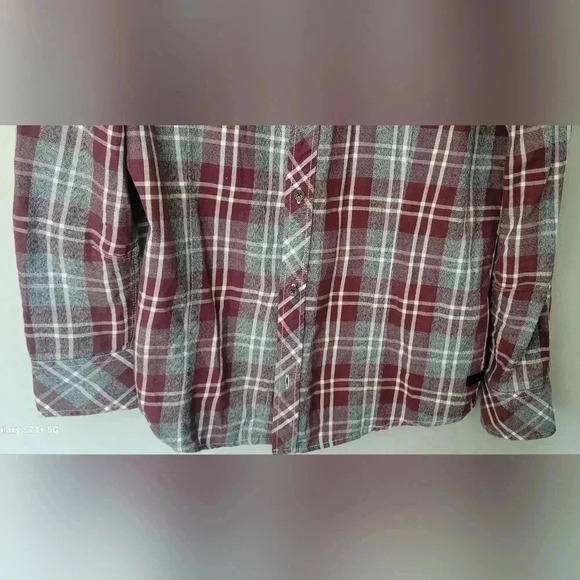 OUTPOST MAKERS flannel shirt Maroon and gray men's size large - Picture 6 of 13